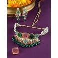 thumbnail image 1 of Vibrant Multicolor Kundan Choker Jewelry Set - Gold Plated & Beaded Necklace, Earrings & Ring, 1 of 2
