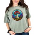 thumbnail image 1 of Vibrant Mushroom Art T-Shirt, Colorful Stained Glass Design Tee, Unique Artistic Graphic Shirt, Nature Inspired Fungi Print Top, Moss Comfort Colors T-Shirt, 2XL, 1 of 1