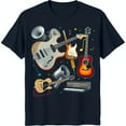 thumbnail image 1 of Vibrant Musical Instruments Graphic T-Shirt & Acoustic Guitars Keyboard Stars Design, 1 of 5