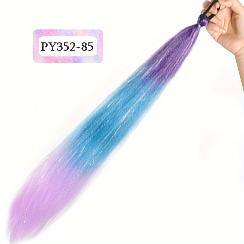 Vibrant NEWKBO Ombre Tinsel Ponytail Extension With Rubber Band 26 Inches Synthetic Hair