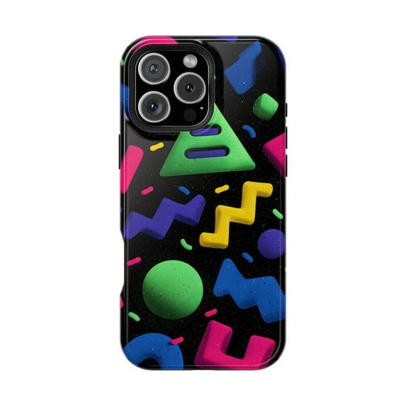 Vibrant Neon 90s Retro Pattern Colorful Abstract Artwork Phone Case with iPhone 11 to 17 Pro Max