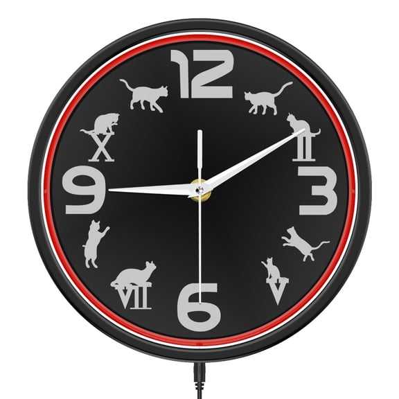 Vibrant Neon Light Wall Clock for Bar Man Cave Game Room LED Lighting Metal Frame Round Clock Industrial Retro Home Decor Watch