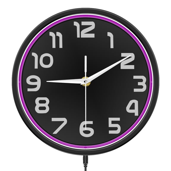 Vibrant Neon Light Wall Clock for Bar Man Cave Game Room LED Lighting Metal Frame Round Clock Industrial Retro Home Decor Watch