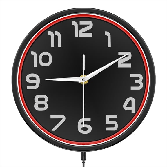 Vibrant Neon Light Wall Clock for Bar Man Cave Game Room LED Lighting Metal Frame Round Clock Industrial Retro Home Decor Watch
