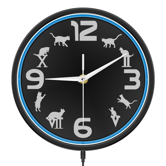 Vibrant Neon Light Wall Clock for Bar Man Cave Game Room LED Lighting Metal Frame Round Clock Industrial Retro Home Decor Watch