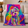 thumbnail image 1 of Vibrant Neon Psychedelic Dog Portrait Pop Art, Dramatic Pet Portrait Pattern, Warm Flannel Blanket for Living Room and Bedroom, Dog Lovers Just Because Gift, Pet Lover Home Decor, 1 of 9