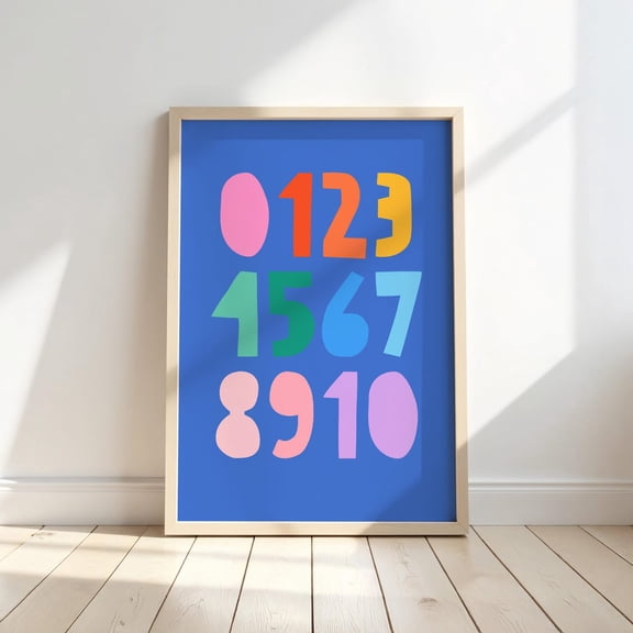 Vibrant Number Print Fun Counting Educational Decor Quirky And Colorful Unframed Paper Print