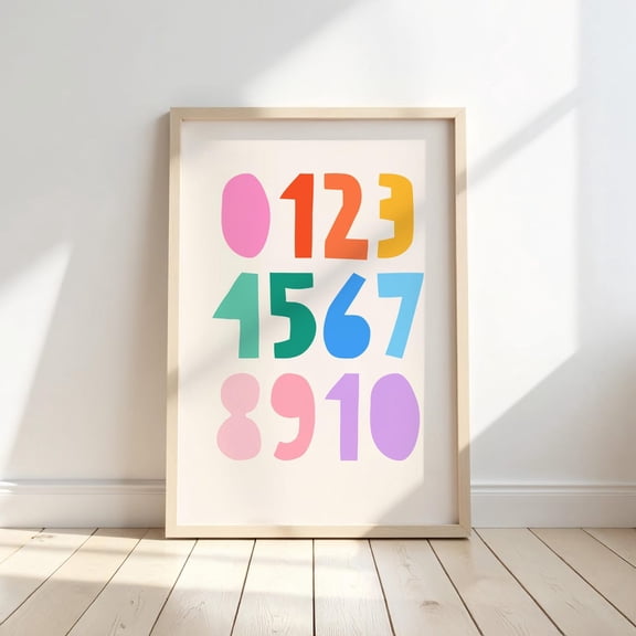 Vibrant Number Print Fun Counting Educational Decor Unframed Paper Print