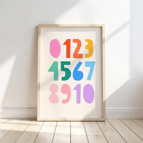 Vibrant Number Print Fun Counting Educational Decor Unframed Paper Print