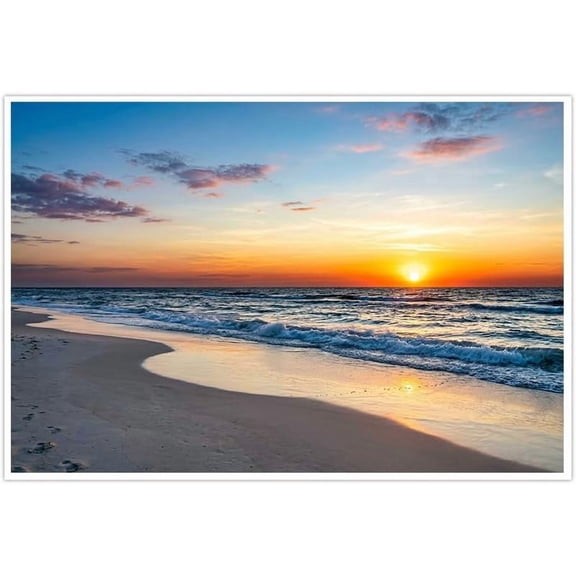 Vibrant Ocean Sunset Beach Waves Canvas Wall Art for Living Room Bedroom Home Decor - Coastal Seascape Nature Landscape Pictures Prints