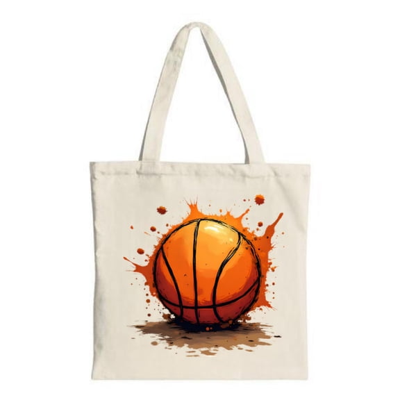 Vibrant Orange Basketball Tote Bag with Dynamic Splash Design - Perfect Canvas Bag for Shopping Travel and Parties