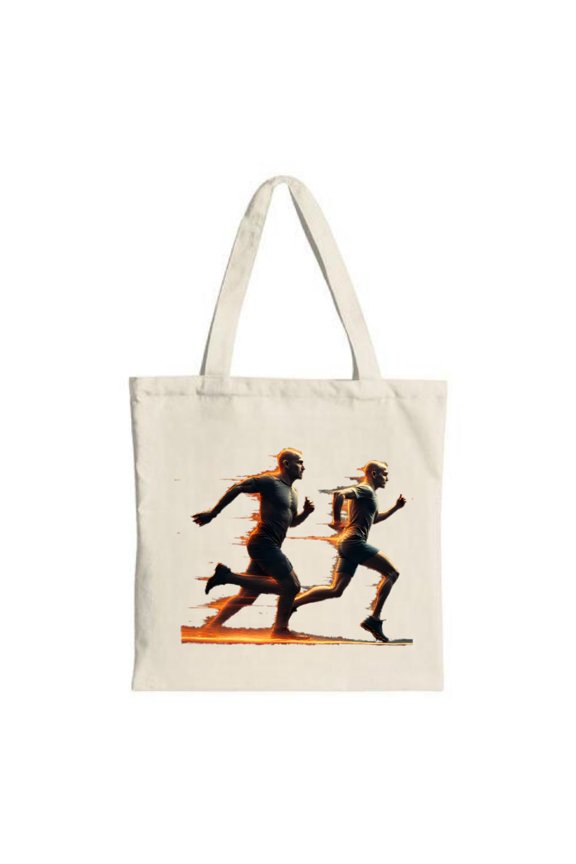 Vibrant Orange & Black Dynamic Runners Tote Bag - Stylish Canvas Perfect for Shopping Travel & Parties Eye-Catching Design