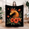 thumbnail image 1 of Vibrant Orange Dragon Flannel Blanket - Soft Cozy Durable Design for Sofa Travel Bed & Chair - Perfect for Playful Decor, 1 of 7