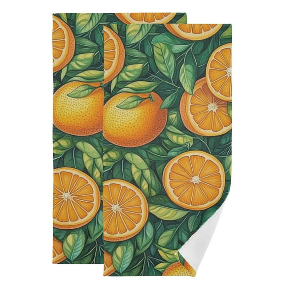 Vibrant Orange Fruit Hand Towel Absorbent Bath Towels for Bathroom Sports Gym(28.3" X 14.4") Set of 2
