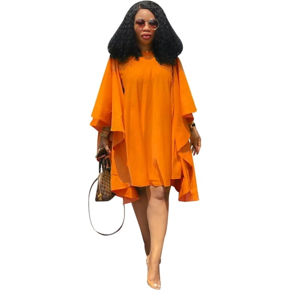 Vibrant Orange Luxe Kaftan Dress