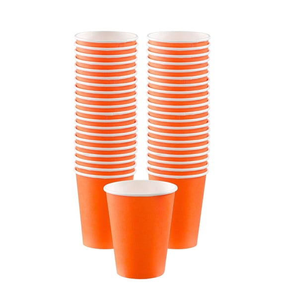 Vibrant Orange Peel Paper Cups (Pack of 50) - 12 oz. - Perfect for Parties, Gatherings, Picnics & Home Use