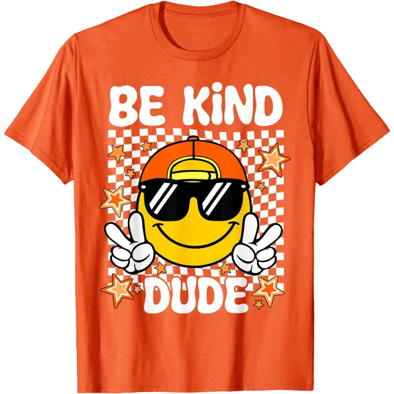 Vibrant Orange Smiling Face T-Shirt for Unity Day and Anti-Bullying Awareness