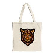 Vibrant Orange Tiger Face Tote Bag on Black Eye-Catching Design Perfect for Shopping Travel and Parties - Reusable Canvas Bag