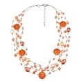 thumbnail image 1 of Vibrant Orange Tones Pearl and Zebra Pattern Seashells Multi-Strand Necklace, 1 of 3