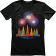 Vibrant Over Rainbow Pine Trees Black Graphic TShirt