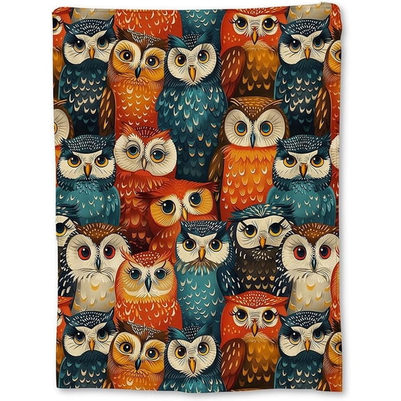 Vibrant Owl Blanket | Soft Warm Fuzzy Lightweight Flannel Colorful Owl Throw Perfect for Couch, Bed, Decor, Travel & Outdoor Use, Cozy Blankets for Adults Kids Women Boys Girls 60×50 in