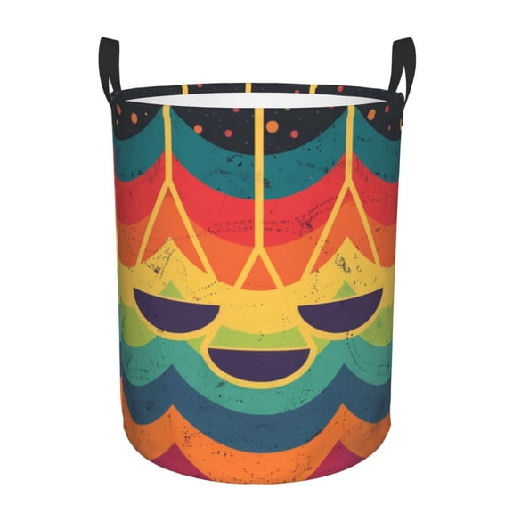Vibrant Painting Colorful Wave Laundry Hamper Small Storage Basket/Toy Organizer/Dirty Clothes Bucket
