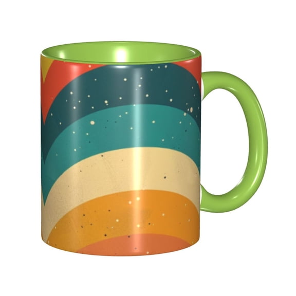 Vibrant Painting Colorful Waves Dynamic Coffee Mug Fun Custom Ceramic Mugs 11oz Green