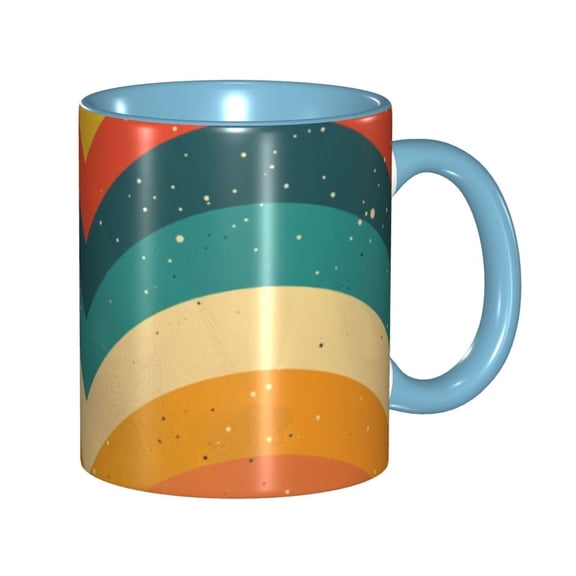 Vibrant Painting Colorful Waves Dynamic Coffee Mug Fun Custom Ceramic Mugs 11oz Sky Blue