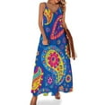 thumbnail image 1 of Vibrant Paisley Pattern Bright Colors Blue Background Design Sleeveless Dress Woman Fashion Long Dresses Women's Summer Suit Dress 2025, 1 of 7