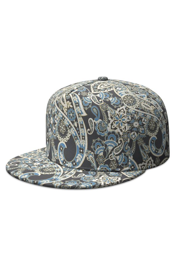 Vibrant Paisley Snapback Hat, Adjustable Flat Bill Cap, Indian-Inspired Ethnic Pattern, Breathable Flat Brim Panel