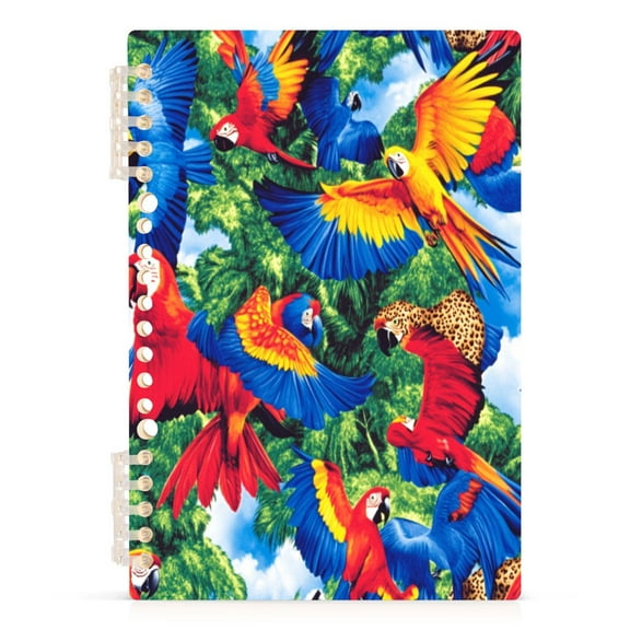 Vibrant Parrots A5 8.3x5.7in PP Notebook, Adjustable Rings, 60 Sheets, Diary or Journey Note