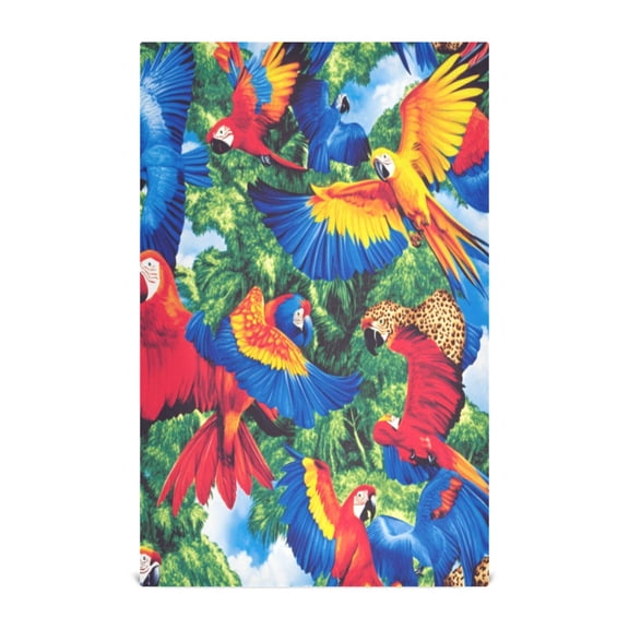 Vibrant Parrots Decorative Waffle Towel Kitchen Dishcloth 28x18in Multi-Use Tea Towel