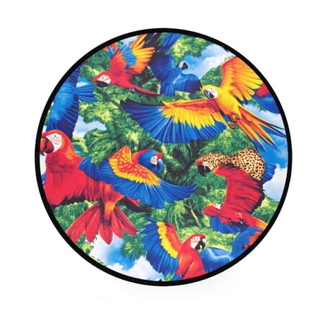 Vibrant Parrots Memory Foam Bath Mat 36" Absorbent Rug with Non Slip Base and 4 Bonus Pads