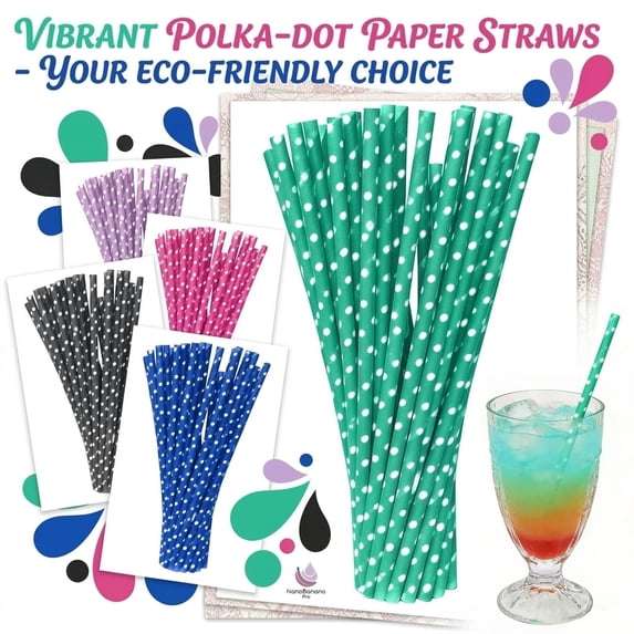 Vibrant Party Straws Bulk Individually Wrapped, 100 Count Colorful Striped Paper Straws for Drinks, Desserts, Cocktails, and Bar Decor, Eco-Friendly Biodegradable Straws (100 ct)