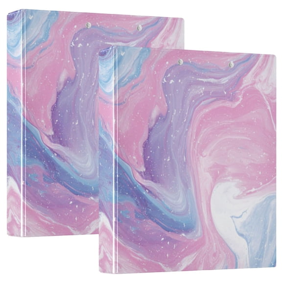 Vibrant Pastel Marble Texture Round Ring Binder 3 Rings 1.5" Capacity File Storage for A4 Size 1 Pack