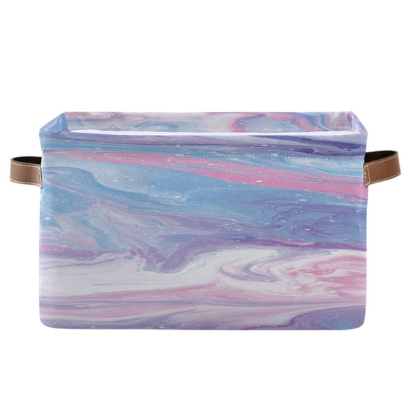 Vibrant Pastel Marble Texture Square Storage Bins with Handles Collapsible Containing Box 1 Pack