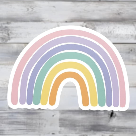 Vibrant Pastel Rainbow Colorful Drawn Rainbow Sticker