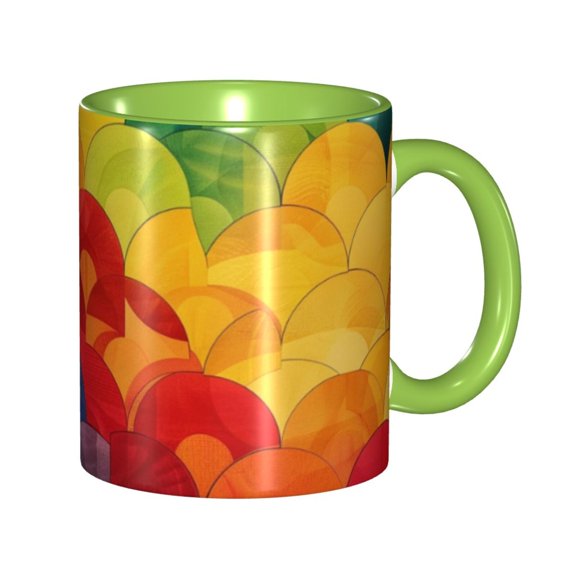 Vibrant Pattern Colorful Waves Dynamic Coffee Mug Fun Custom Ceramic Mugs 11oz Green