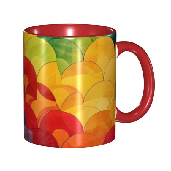 Vibrant Pattern Colorful Waves Dynamic Coffee Mug Fun Custom Ceramic Mugs 11oz Red