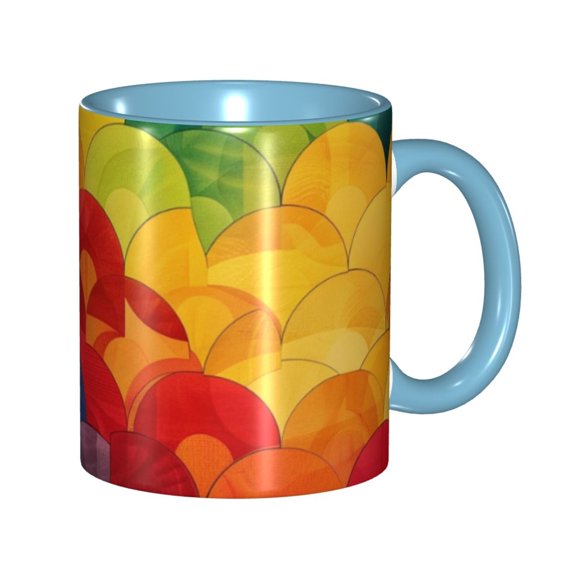 Vibrant Pattern Colorful Waves Dynamic Coffee Mug Fun Custom Ceramic Mugs 11oz Sky Blue