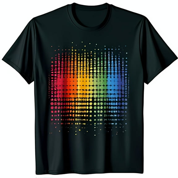 Vibrant Pattern on Black T-Shirt Bold Graphic Design