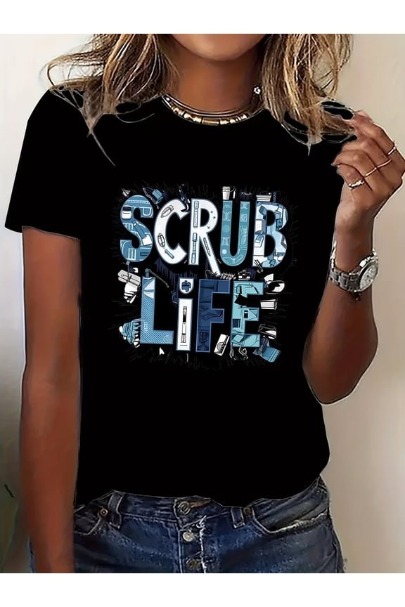 Vibrant Patterned Women'S Short-Sleeve T-Shirt - SCRUB LIFE Design, Comfortabl