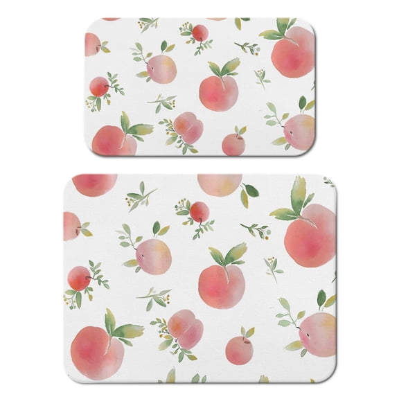 Vibrant Peach Lover Dish Drying Mat, Modern Sweet Pink Fruit Print Absorbent Kitchen Counter Mat