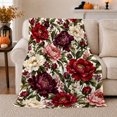 thumbnail image 1 of Vibrant Peony Pumpkin Autumn Botanical Floral, Festive autumn celebration Scene, Warm Flannel Blanket for Living Room and Family Room, Art Lovers autumn celebration Gift, Festive Home Decor, 1 of 9