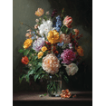 thumbnail image 1 of Vibrant Peony & Tulip Still Life Canvas Print Wall Art for Living Room Office Hallway, 1 of 8