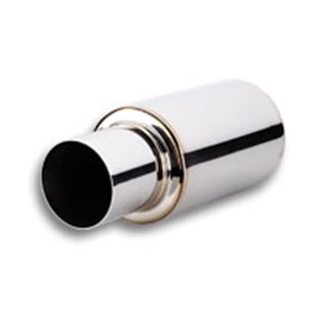 Vibrant TPV Turbo Round Muffler (17in Long) with 4in Round Tip Angle Cut - 3in inlet I.D.