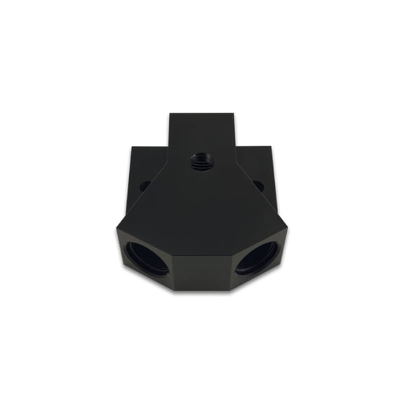 Vibrant Billet Aluminum Y-Block Fitting with 1/8in NPT Port -10AN x Dual -8AN