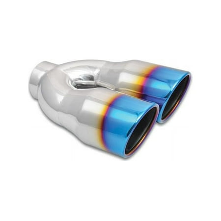 Vibrant Performance 1326B VIB1326B 2.5IN ID DUAL 3.5IN OD ROUND SS TIPS (SINGLE WALL, ANGLE CUT) WITH BURNT BLUE FI