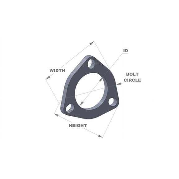 Vibrant Performance 1482S VIB1482S 3-BOLT STAINLESS STEEL FLANGE (2.5IN I.D.) - SINGLE FLANGE, RETAIL PACKED