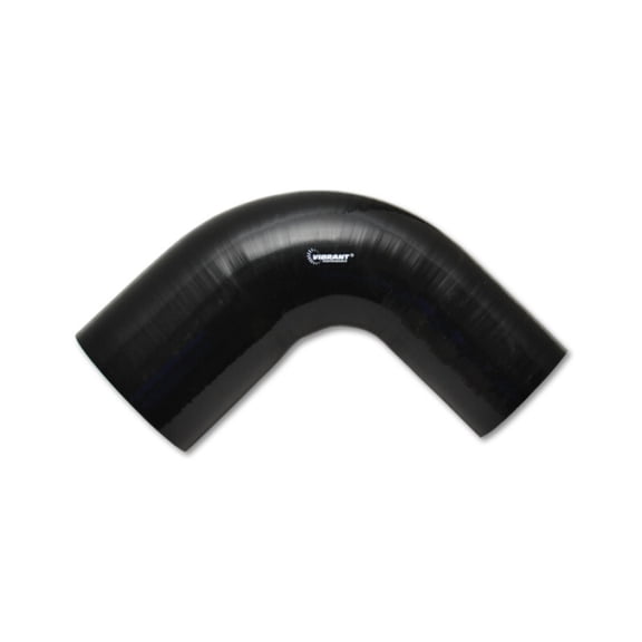 Vibrant 1.75in ID x 2in ID x 4in Long Gloss Black Silicone 90 Degree Transition Elbow - 19788